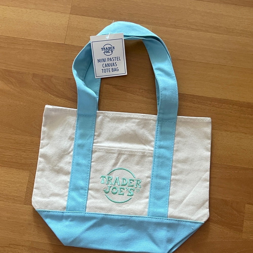 Blue and White Canvas Mini Tote Bag